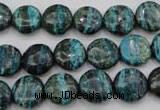 CSJ215 15.5 inches 12mm flat round dyed green silver line jasper beads