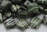 CSJ30 15.5 inches 12*12mm diamond green silver line jasper beads