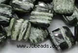 CSJ31 15.5 inches 15*15mm diamond green silver line jasper beads