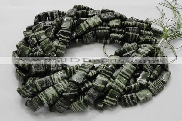 CSJ37 15.5 inches 13*18mm rectangle green silver line jasper beads