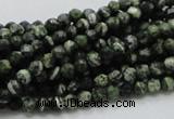 CSJ62 15.5 inches 4mm faceted round green silver line jasper beads