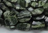 CSJ78 15.5 inches 12*16mm faceted oval green silver line jasper beads