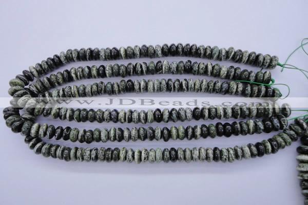 CSJ88 15.5 inches 5*10mm rondelle green silver line jasper beads