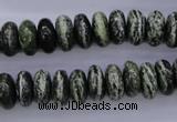 CSJ89 15.5 inches 6*12mm rondelle green silver line jasper beads