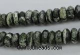 CSJ95 15.5 inches 5*10mm faceted rondelle green silver line jasper beads