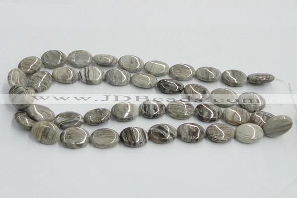 CSL05 15.5 inches 15*20mm oval silver leaf jasper beads wholesale