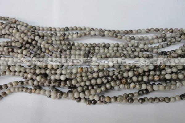 CSL10 15.5 inches 4mm round silver leaf jasper beads wholesale