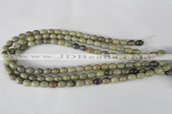 CSL103 15.5 inches 8*10mm rice silver leaf jasper beads wholesale