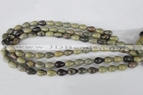 CSL104 15.5 inches 10*14mm teardrop silver leaf jasper beads wholesale