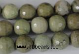 CSL112 15.5 inches 12mm faceted round silver leaf jasper beads