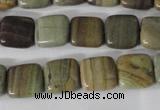 CSL118 15.5 inches 12*12mm square silver leaf jasper beads wholesale