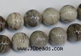 CSL12 15.5 inches 12mm round silver leaf jasper beads wholesale