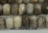 CSL131 15.5 inches 4*6mm faceted rondelle sliver leaf jasper beads