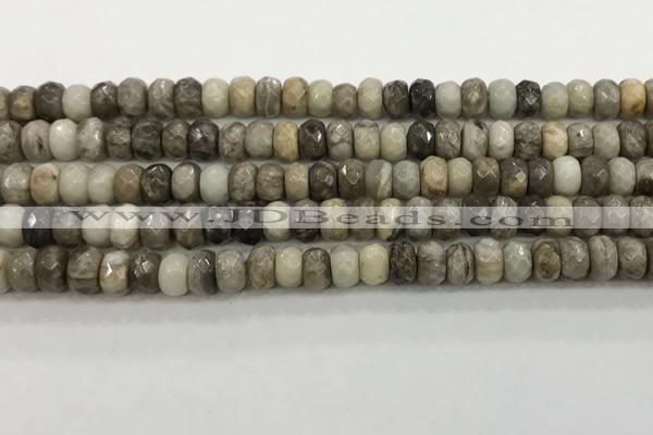 CSL131 15.5 inches 4*6mm faceted rondelle sliver leaf jasper beads