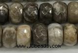 CSL132 15.5 inches 5*8mm faceted rondelle sliver leaf jasper beads