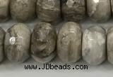 CSL133 15.5 inches 6*10mm faceted rondelle sliver leaf jasper beads