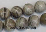 CSL14 15.5 inches 14mm round silver leaf jasper beads wholesale