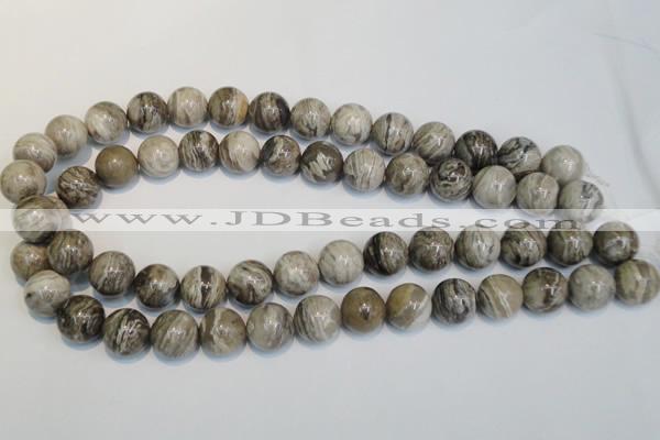 CSL14 15.5 inches 14mm round silver leaf jasper beads wholesale