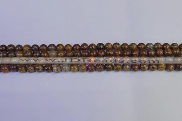 CSL221 15.5 inches 6mm round gold leaf jasper beads wholesale