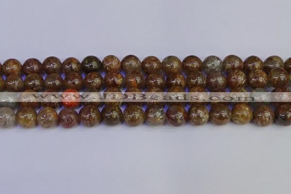 CSL225 15.5 inches 14mm round gold leaf jasper beads wholesale