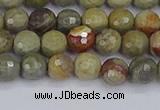 CSL231 15.5 inches 6mm faceted round silver leaf jasper beads