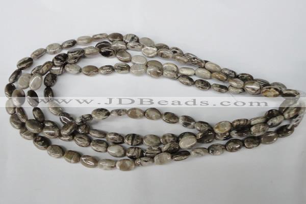 CSL40 15.5 inches 8*12mm oval silver leaf jasper beads wholesale