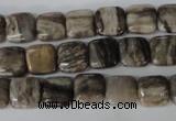 CSL50 15.5 inches 10*10mm square silver leaf jasper beads wholesale