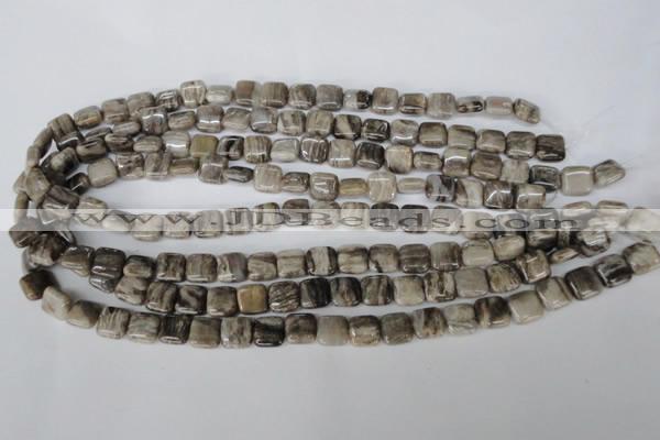 CSL50 15.5 inches 10*10mm square silver leaf jasper beads wholesale