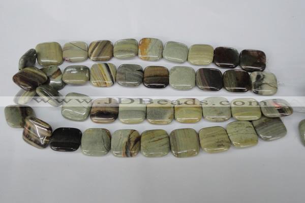 CSL60 15.5 inches 20*20mm square silver leaf jasper beads wholesale