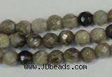 CSL90 15.5 inches 4mm faceted round silver leaf jasper beads wholesale