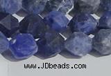 CSO567 15.5 inches 10mm faceted nuggets matte sodalite beads