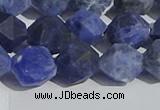 CSO568 15.5 inches 12mm faceted nuggets matte sodalite beads