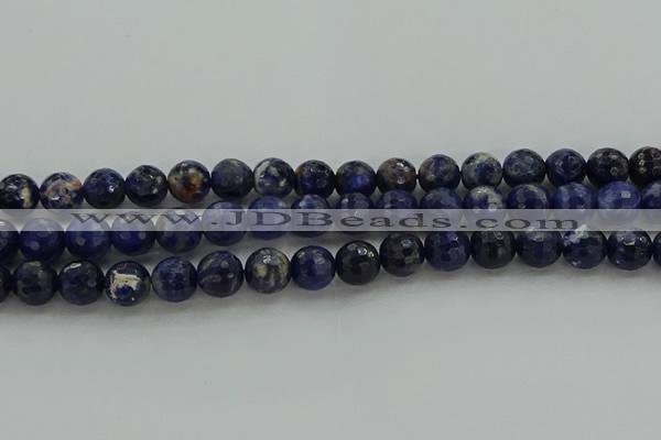 CSO644 15.5 inches 10mm faceted round sodalite gemstone beads