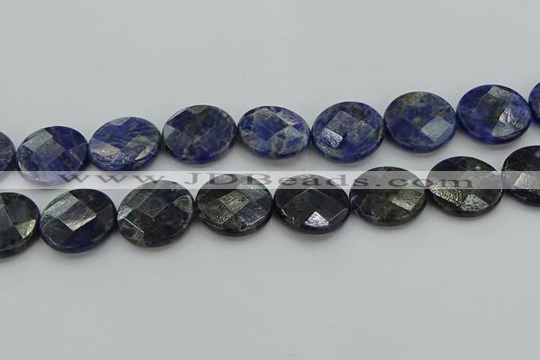 CSO711 15.5 inches 25mm faceted coin sodalite gemstone beads