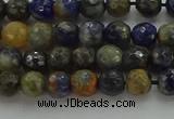 CSO751 15.5 inches 6mm faceted round orange sodalite beads