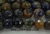 CSO752 15.5 inches 8mm faceted round orange sodalite beads