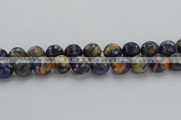 CSO757 15.5 inches 18mm faceted round orange sodalite beads