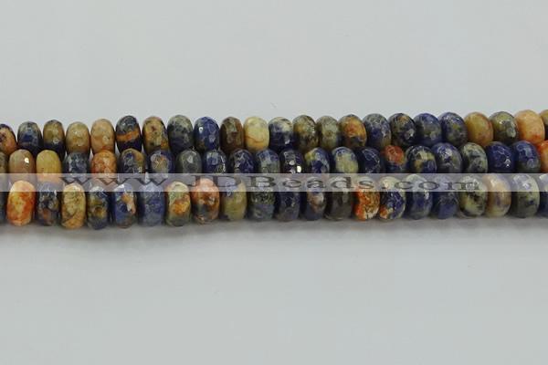 CSO764 15.5 inches 7*12mm faceted rondelle orange sodalite beads