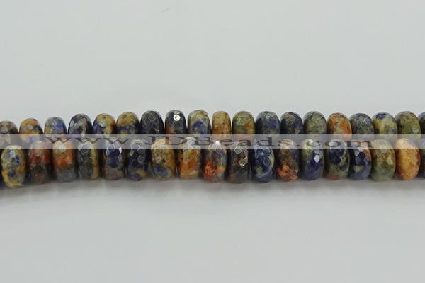 CSO766 15.5 inches 9*16mm faceted rondelle orange sodalite beads