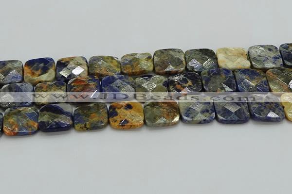 CSO784 15.5 inches 20*20mm faceted square orange sodalite beads