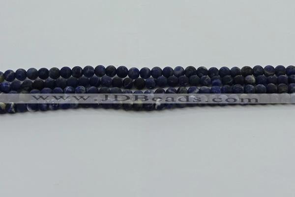 CSO810 15.5 inches 4mm round matte sodalite gemstone beads