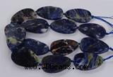 CSO821 15.5 inches 30*50mm - 32*52mm flat teardrop orange sodalite beads