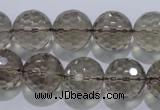 CSQ106 15.5 inches 16mm faceted round grade AA natural smoky quartz beads