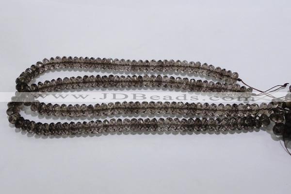 CSQ110 5*10mm faceted rondelle grade AA natural smoky quartz beads