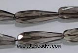 CSQ115 10*30mm faceted teardrop grade AA natural smoky quartz beads