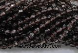 CSQ129 15.5 inches 4mm faceted round grade AA natural smoky quartz beads