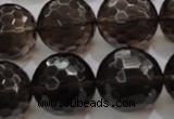 CSQ134 15.5 inches 20mm faceted round grade AA natural smoky quartz beads