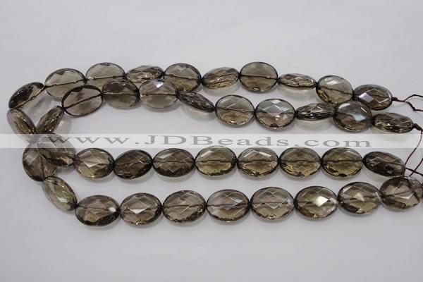 CSQ211 15*20mm faceted oval grade AA natural smoky quartz beads