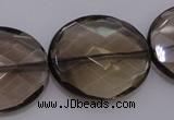 CSQ215 25*30mm faceted oval grade AA natural smoky quartz beads