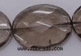 CSQ216 30*40mm faceted oval grade AA natural smoky quartz beads